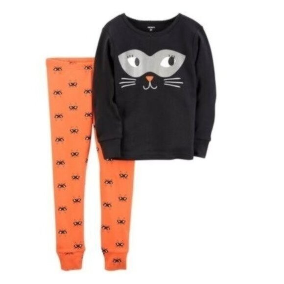 Carter's Girls Halloween Cat Face Pajama Set 24 M - Picture 1 of 4